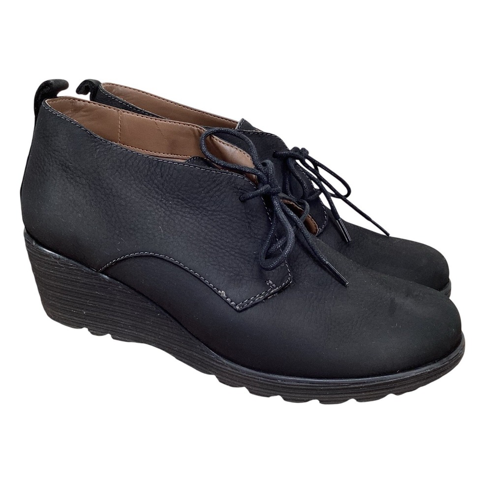 Dansko Joy Chukka Leather Ankle Lace Up Wedge Boots Black Women's Sz 9.5-10